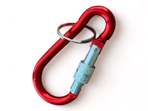 Червен алуминиев карабинер с винтова муфа – 75 мм – Пламъкът на стила ,  Онлайн магазин за ключодържатели