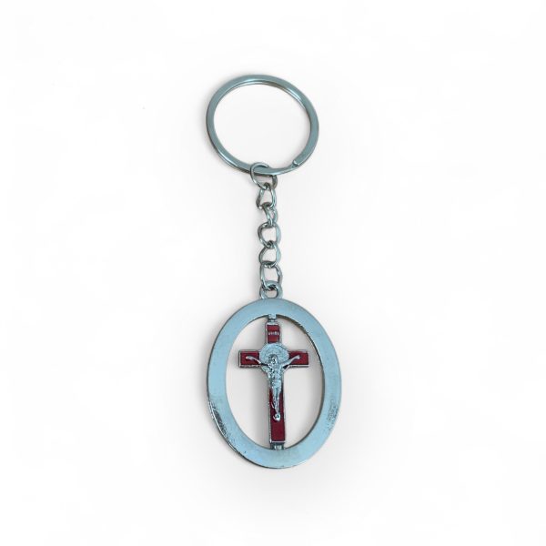 Метален ключодържател с въртящ се кръст и Христово Разпятие – 4х3 см : Вярата в движение ,  Онлайн магазин за ключодържатели