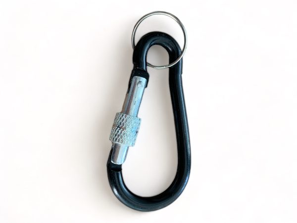 Черен алуминиев карабинер с винтова муфа – 75 мм  – Сила и стил ,  Онлайн магазин за ключодържатели