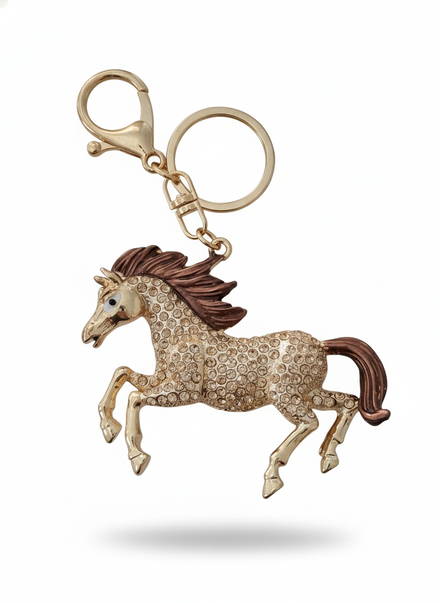 Ключодържател с кон – златист метал и кристали 🔸 Свободен дух I Дамски ключодържатели Ключодържател с кон – златист метал и кристали 🔸 Свободен дух , Онлайн магазин за ключодържатели